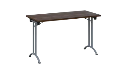 SLA 125 lak skládací jednací stůl 1250x600, deska 25 mm, podnož stříbrný lak, deska ořech královský